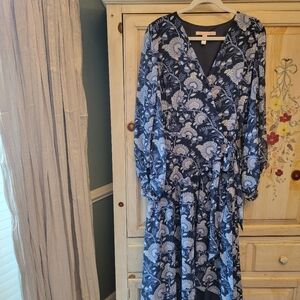 Anthropologie Hutch Nina blue floral wrap dress, 2X, NWOT